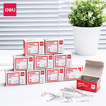 (10 boxes)Deli 0018 Silver metal paper clip Paper clip Financial use Office use Affordable type