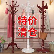 European style solid wood coat rack floor bedroom hanger household simple single pole vertical bag rack simple clothes shelf