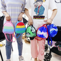 2022 New Casual Contrast Color Bag Backpack Men and Women Parent-child Bubble Music Geometric Decompression Fingertip Toy Backpack