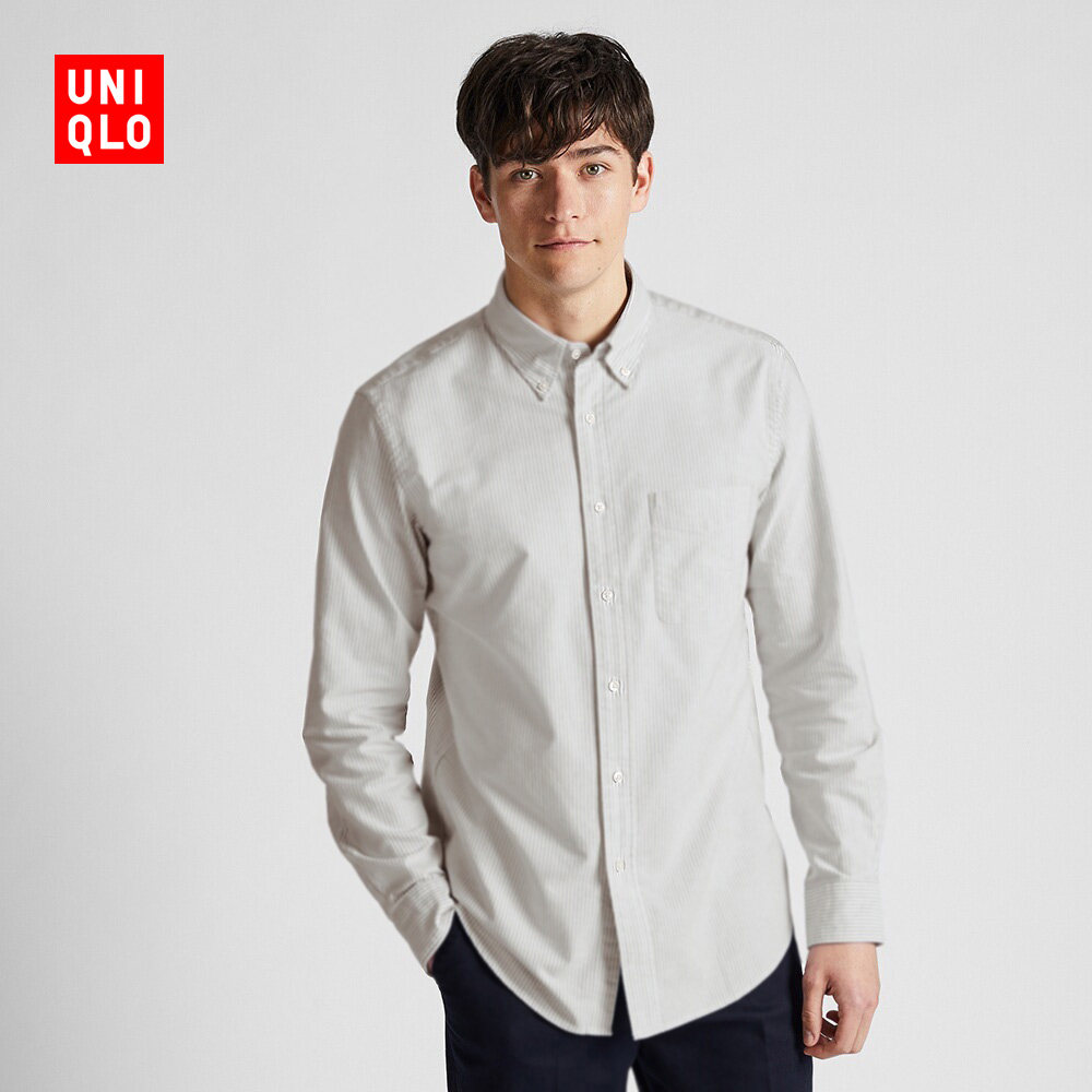 男装 牛津纺条纹衬衫(长袖) 419012 优衣库uniqlo