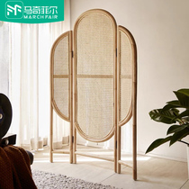 Machifel Japanese rattan screen Bedroom block household partition wall Folding mobile bed and breakfast inn screen