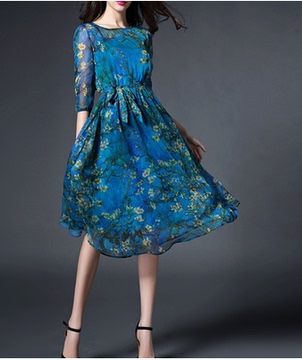 真丝连衣裙特价清仓女夏季秋装2016新款大码中长款桑蚕丝修身裙子