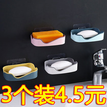 Soap box shelf drain toilet creative punch-free shelf household suction cup wall-mounted soap box with cover