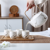Japanese afternoon tea set ceramic coffee cup set living room creative cold Kettle Teapot flower tea set with tray