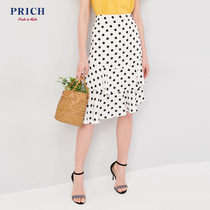 PRICH summer commuter polka dot skirt women irregular mid-length PRWH92515Q