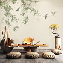 New Chinese Elegant Bamboo Flowers Bird Living Room TV Background Wall Cloth Bedroom Bookroom Hotel Folk Juku Wall Paper Wall Cloth