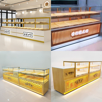 Peach cake cabinet pastry cabinet pastry display cabinet Chinese right angle curved glass commercial refrigerated solid wood biscuit holder multi-layer