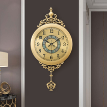 European brass wall clock home living room decoration clock atmospheric creative fashion porch wall clock metal quartz clock