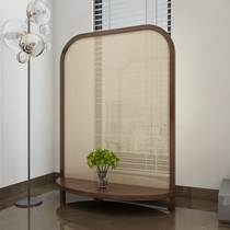 New Chinese solid wood rattan woven screen partition wall Simple entrance living room retro seat screen Home bedroom occlusion