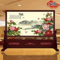 Entry Hall stairway entrance screen unit company office Hotel entry solid wood partition peony screen