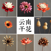 Handmade dried flower bouquet real flower lotus home furnishings vase Zen decorations living room ornaments air-dried sycamore flowers