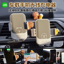Korea LINE FRIENDS BROWN Bear car wireless charger Mobile phone stand Air outlet Navigation smart