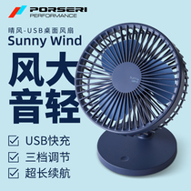 Germany Baoshili desktop fan usb mute portable rechargeable small electric fan ins simple office student dormitory big wind battery life outdoor net red recommended new cool air