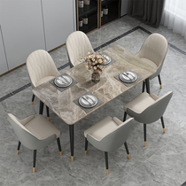 Nordic bright rock board table modern simple light luxury table rectangular eating household small family table Net Red