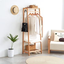 Full solid wood hanger Nordic hanging clothes hanger modern minimalist bedroom clothes hanger Easy containing rack floor hanger clothes hat rack