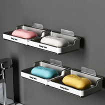 Toilet soap box wall-mounted drain non-punching household double grid light luxury wind fertilizer house box put soap artifact