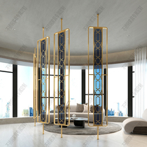 Stainless steel screen partition titanium gold living room Chinese entry modern simple light luxury metal porch decorative glass wall