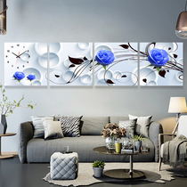 Home accessories frameless painting wall clock living room atmosphere quadruple decorative painting sofa background wall back mural clock Rose