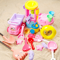 Childrens beach toy car female boy suit hourglass baby playing sand Cassia shovel and bucket sand digging tools