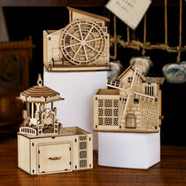 Windmill music box diy music box clockwork Wooden handmade girl assembly birthday gift making girl Wood
