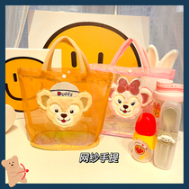 ins cartoon cute summer mesh hollowed out beach bag swimming fitness bath wash makeup portable mommy bag