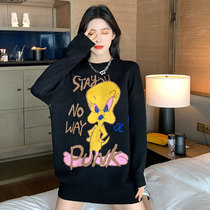 College style sweater loose female lazy 2021 autumn and winter New Korean design sense large size pullover long coat