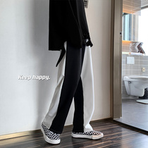 National Tide Vibe Tug Pants High Street Ins Tide Cards Small Crowd Black & White Collider STRAIGHT BROADLEG HIPHOP CASUAL PANTS