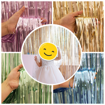 Rain silk curtain background wall silver rain curtain wedding decoration baby birthday party stage layout