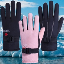 Gloves women's winter warm full-finger gloves ski plus velvet padded outdoor cycling cute warm cold and antifreeze cotton