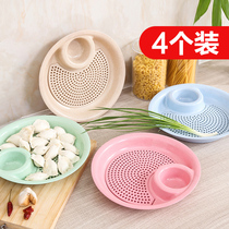 4 household dumpling plates creative drain double layer with vinegar plate wheat straw dinner plate steamed dumpling plate