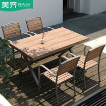 Outdoor table and table Courtyard Embalming Wood Outdoor Garden Open-air Outside Pendulum minimalist Casual Balcony Plastic Wood Table and chairs Composition