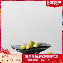Namo simple modern gray glass corrugated fruit plate living room coffee table table Desktop Storage round tray home decoration