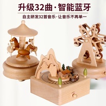 Creative wooden music box Carousel music box Sky City childrens and womens boutique birthday gift ornaments