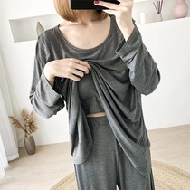 Pregnant women breastfeeding pajamas postpartum lunar clothing spring and autumn modal summer thin feeding clothing period home clothing set