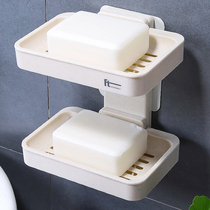 Nordic large soap box bathroom double-layer personality cute soap shelf Suction cup wall-mounted punch-free drain