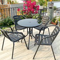 Outdoor table and chair Garden three-piece combination Leisure balcony small coffee table Garden waterproof sunscreen plastic outdoor table and chair