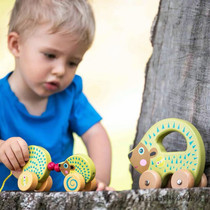 Out of European Childrens Fun toddler cable drag hand cart baby wooden drawstring traction toy 1-2-3 years old