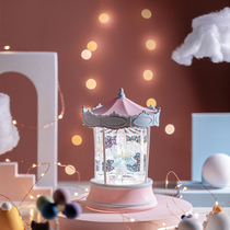 Merry-go-round music box Crystal Ball Music box Small night light Male and female students girlfriends children Children birthday gifts