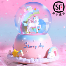 Christmas Crystal Ball Music Box Princess Carousel Music Box Send Children Girl Birthday Gift Unicorn