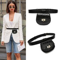 Internet celebrity mini belt purse female ins high-end decorative fashion crocodile pattern belt lipstick change small bag