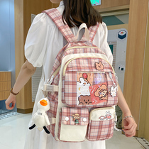 School bag female primary school students three to five or six years of summer Plaid cute girl High School students junior high school junior high school students backpack