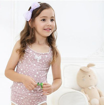 adamifo Adam Eve childrens camisole vest cotton set for girls bottoming underwear spring and summer Cotton