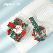 Donuts Christmas stationery set color paper clip set long tail clip multifunctional combination set stationery dovetail clip office supplies metal clip clip pin gift box