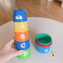 Baby cup stacking music Bear play water cup leaky cup Early education puzzle color number letter cognition