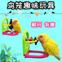 Budgerigar toy supplies Gnawing fun mirror stand pole Peony Xuanfeng boredom bird cage Play equipment