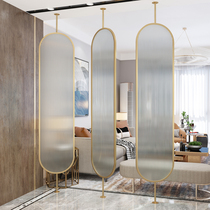 Simple and light luxury Changhong glass screen Nordic stainless steel can rotate to block the entrance of the modern living room partition