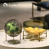Light luxury glass fruit plate household living room coffee table desktop ornaments Net red snacks large fruit basin simple creative storage