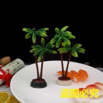 Hotel set plate decoration flower and grass plate ornamented sashimi dish sushi creative small decoration cold plate embellishment small coconut tree edge