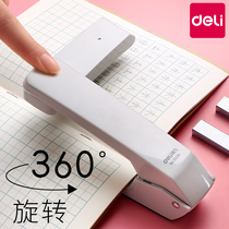 Deli rotatable stapler student stapler large heavy thick stapler standard multi-function office mini small nail labor-saving fixed thick book stapler mid-seam binding supplies