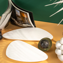 Nordic minimalist style display plate crescent-shaped marble tray egg-shaped decorative fruit plate storage model room ornaments